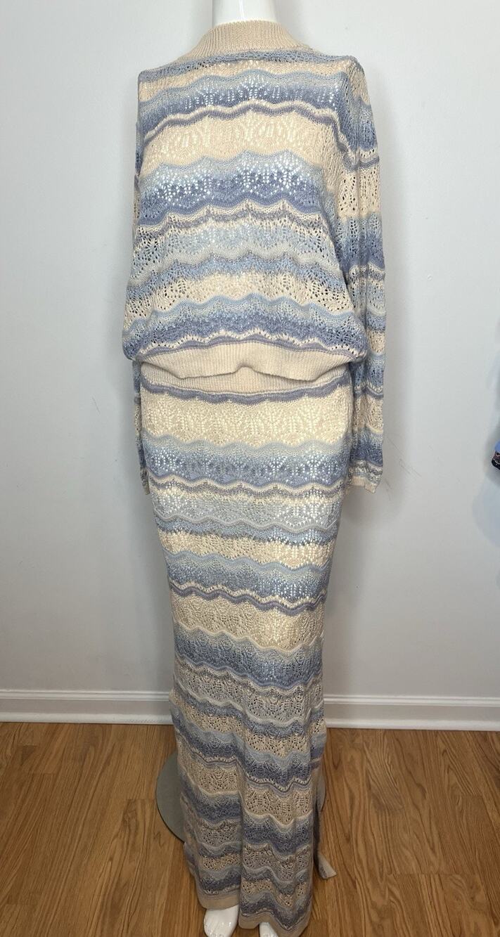 37 ORCHARD | 2pc Knit Striped Top & Maxi Skirt Set | M